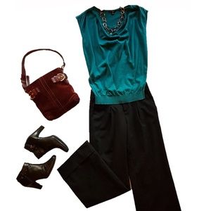 ANN TAYLOR Blue-green cowl neck sleeveless top XSP